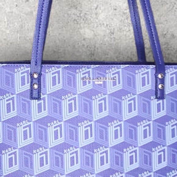 Karl Lagerfeld Blue Signature Maybelle Paris Tote - NWT - Picture 4 of 9